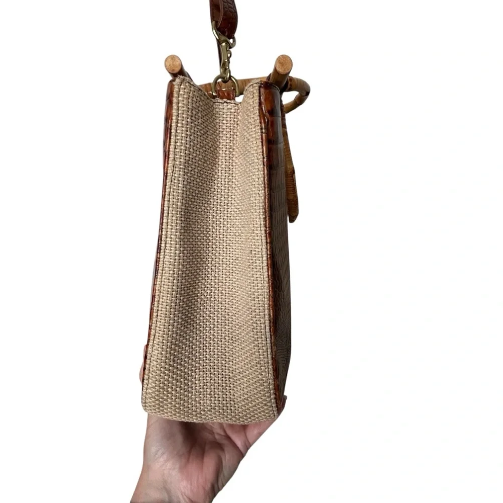 Brahmin Harbor Collection Brown and Cream Leather/Textile Shoulder/Hand Bag